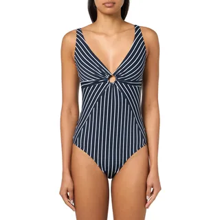 Tommy Hilfiger Einteiliger Damen-Badeanzug mit Schlüsselloch-Ring-Detail, Sky Captain Multi, XS - XS