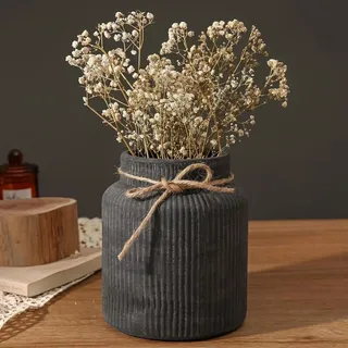 Elzusha – Große, schwarze Keramikvase für Blumen und Dekoration - Schwarz