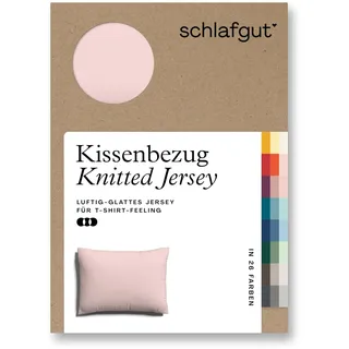 schlafgut Knitted Jersey Kissenbezug 70x90 cm Purple Light Uni weicher Premium Kopfkissenbezug einzeln, faltenfrei mit Elasthan