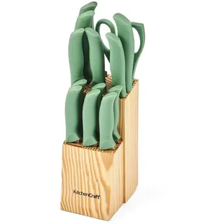 Kitchencraft Messerset - Green / Wood - One Size