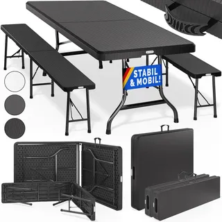 CASARIA Malmö Set 3-tlg. Tisch 180 x 75 x 73 cm schwarz klappbar
