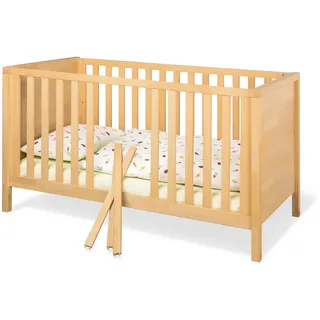 Pinolino Gitterbett Enno, Buche, Holz, Buche, vollmassiv, 149x85x77 cm, zum Juniorbett umbaubar, höhenverstellbar, Sprossen mit Normabstand, Aufbauanleitung im Karton, Lattenrost inklusive, Schlupfsprossen, Babymöbel, Babybetten, Gitterbett