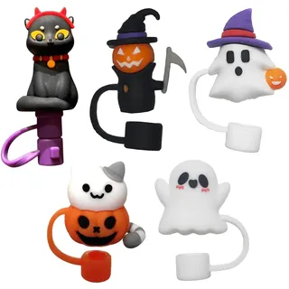 Extra Dicke Strohhalme Halloween Silikon Hüte 10mm Spaß Party Zubehör Abdeckungen Für Festliche Getränke Glasstrohhalme Gebogen (Black, 6X3X2CM)
