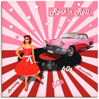 Artland Wandbild Rock'n Roll die 50er Jahre, Auto (1 St), als Alubild, Outdoorbild, Leinwandbild, Poster, Wandaufkleber rosa 100 cm x 100 cm