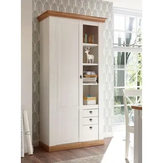 Stauraumschrank Landhaus Bücherregal 102cm pinie weiß wotan eiche