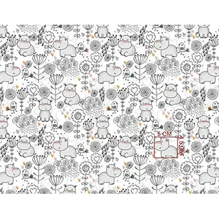 Baumwollstoff Kinderstoff Nilpferd Breite 160cm ab 50 cm (1,5m)