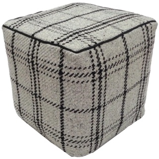Krines Home Sitzhocker Polsterhocker Sitzwürfel mit Karo-Muster Hocker Grau Fußhocker 40x40x40cm, Baumwolle grau