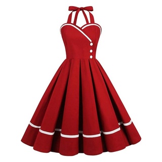 FIDDY A-Linien-Kleid Rock Damen, gesäumter Faltenrock, Faltenrock, Neckholder-Kleid XL