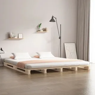 The Living Store Palettenbett 120x190 cm Massivholz Kiefer - Braun