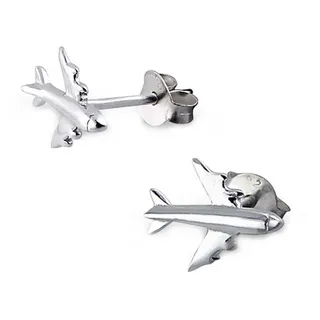schmuck23 Paar Ohrstecker Ohrringe Flugzeug 925 Silber Damen Kinder Mädchen, Kinderschmuck Mädchen Geschenk echte Silberohrringe silberfarben