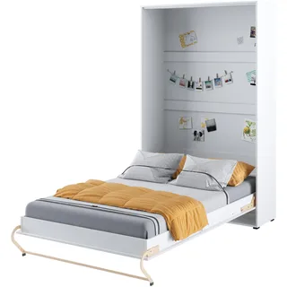 Lenart Schrankbett - Wandbett Concept Pro CP02 120x200 cm - Schrankklappbett Vertical - Schrank mit integriertem Klappbett - Funktionsbett (Weiß Matt/Weiß Glänzend)