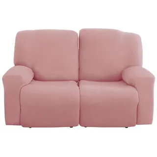 BTTO Relaxsesselhusse Sesselhussen,Stretch Sesselbezug,Milch Sesselschoner 4/6/8 Teile, Stuhlbezug Schutz,Möbelschutz für Komplett,Fernsehsessel Liege Sessel rosa