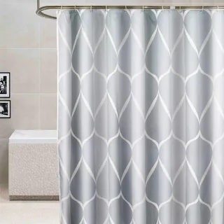 YISHU Top Qualität Duschvorhang Wasserdicht Anti-Schimmel Stoff inkl. 12 Duschvorhangringe für Badezimmer Grau 180x200cm