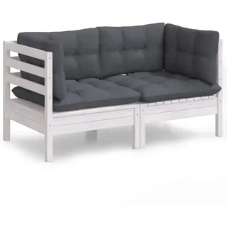vidaXL Gartensofa Massivholz Kiefer Kissen anthrazit/weiß 3096011