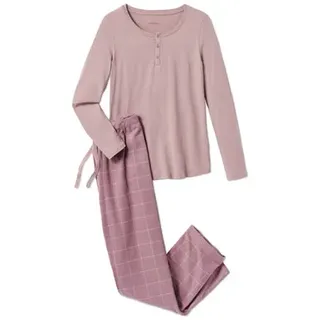 Tchibo - Flanell-Pyjama - Rosé/Kariert - Gr.: S - rosé - S 36/38