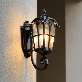 Mengjay Antike Wandleuchte Außen E27 Wandlampe,Rustikale Außenleuchte Aluminium und Glas Außenwandleuchte Vintage Wasserdicht IP23 Außenlampe Retro Wandleuchte Gartenlampe Außenlaterne (A)