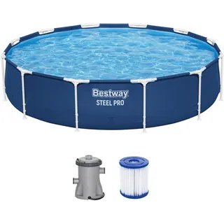 BESTWAY Steel Pro Frame Pool Set 366 x 76 cm inkl. Filterpumpe
