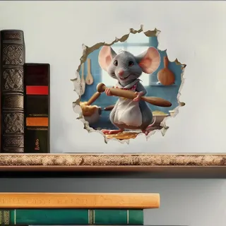 PLIGREAT 8 Stück 3D süße Backen Mauseloch Wandaufkleber, abnehmbare Vinyl Peel und Stick Wandtattoos für Küche Schlafzimmer Bauernhaus Wohnzimmer Spielzimmer Wand Ecke Dekoration
