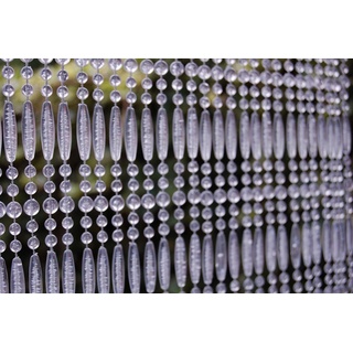 Türvorhang CASA FREJUS 2 Perlenvorhang transparent, La Tenda, Ösen, transparent, 120 x 230 cm, Perlen - Länge individuell kürzbar weiß 120 cm x 230 cm