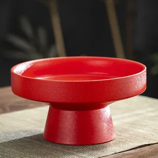 BURLOE Rot, Schale Keramik Mit Fuß Dekorative, Sockelschale Obstschale Obsttablett Dessertständer Serviergeschirr Für Zuhause Küche Theke Tafelaufsatz Runde