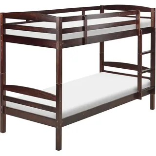 Beliani Hochbett Regat 90 x 200 cm Kiefer dunkelbraun
