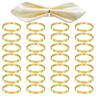 28 Stück Serviettenringe Gold Serviettenringe Metall Servietten Gold | Serviettenring,Schlicht und Elegant, Geeignet füR Weihnachten, Hochzeiten, Familienfeiern und Dinnerpartys