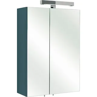Saphir Spiegelschrank Quickset 311 Badschrank, 2 Spiegeltüren, 2 Einlegeböden, 50 cm breit inkl. LED-Beleuchtung, Schalter-/Steckdosenkombination grau