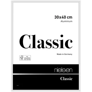 nielsen Aluminium Bilderrahmen Classic, 30 x 40 cm, Weiß | Aluminium Fotorahmen im Hoch- & Querformat zum Aufhängen Weiß glänzend Echtglas