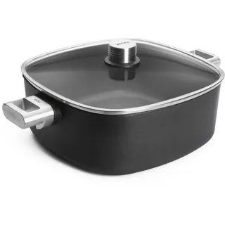 WOLL – Eco Logic QXR Kasserollen-Set 28 x 28 cm viereckig mit Deckel – 2 Edelstahlgriffe – Aluminiumtopf mit PFAS-freier Diamond-QXR Antihaft – Induktionstopf – große eckige Kasserolle