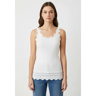 rosemunde Spitzentop Benita Silk Top Camisole mit Seide Vintage-Spitze am Ausschnitt, feminin, Rundhalsausschnitt, Seidenmix weiß XS (34)