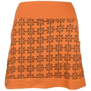 Vishes Minirock Kurzer Rock Damen Mini-Rock Blumen-Röcke, retro 70er 80er Hippie, Ethno, flower-power Style orange 38