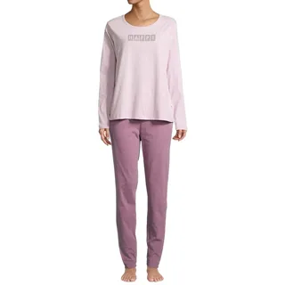 Seidensticker Damen Soft Knits Schlafanzug Pyjama Baumwolle | Set aus Langarm-Shirt und langer Hose Hose mit Seitentaschen und Bindeband Mit schönem Schriftzug auf dem Oberteil - XL