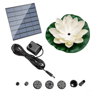 GLOBALHUT Solar Lotus Springbrunnen Pumpe, Solarbrunnen für Draussen für Garten Vogelbad und Teich, Einstellbare Sprühdüsen Outdoor Wasserspiel mit Monokristalline Siliziumplatte (Weiß)