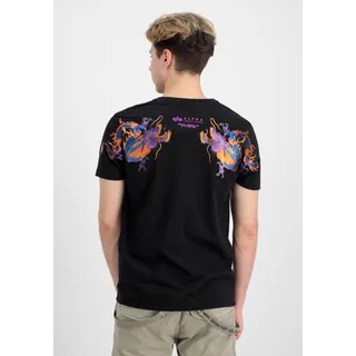 T-Shirt ALPHA INDUSTRIES "Alpha Industries Men - T-Shirts Dragon EMB T-Shirt", Herren, Gr. 3XL, schwarz, Obermaterial: 100% Baumwolle, Kurzarm, Shirts