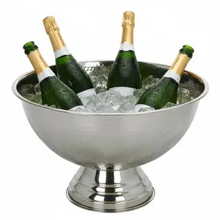 zeitzone Edler Sektkühler Schale Champagnerkühler Weinkühler Edelstahl Hammerschlag 40 cm