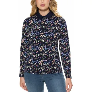 Walbusch Damen Thermo-Polo Blau geblümt