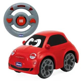 Chicco FIAT 500 RC Ferngesteuertes Sportauto, Funkgesteuertes Auto mit intuitivem Lenkrad, RC Auto mit Sounds und Hupe, Weiß - Kinderspielzeug 2-6 Jahre