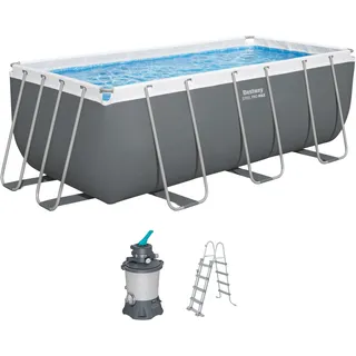 BESTWAY Steel Pro MAX Frame Pool Komplett-Set 412 x 201 x 122 cm inkl. Sandfilteranlage und Poolleiter