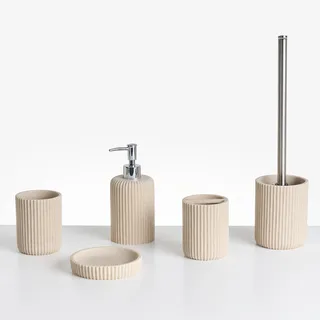 Beliani Badaccessoires Set 5-teilig Hellbeige