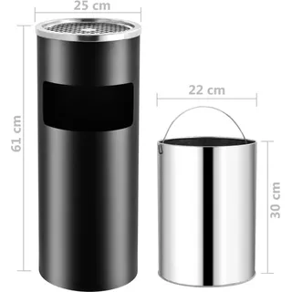 vidaXL Standaschenbecher 30 L Schwarz