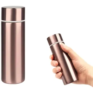 LIUKUANGDA 150ML Thermosflasche Edelstahl Klein Isolierte Tasse Getränk Mini Kaffee Tragbar Kleine Thermosflasche Edelstahl Mini Thermoskanne mit Deckel(Rosengold)