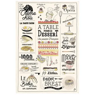 Winkler Geschirrtuch Geschirrtuch Les desserts français Ecru 48x72 cm, (1-tlg., 1 x Geschirrtuch), bedruckt beige