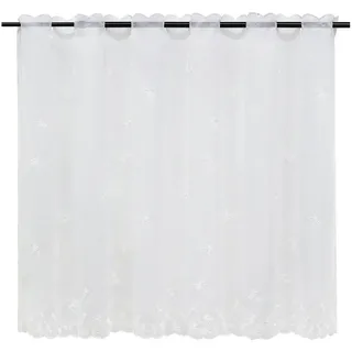 ESLIR Scheibengardine Stangendurchzug 110 x 75 cm Transparent/Weiß 1 Stück