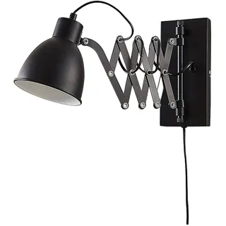 Lindby ausziehbare Wandlampe/Wandleuchte schwarz Metall mit Scherenarm, Leselampe drehbar schwenkbar Nachttischlampe Wand Ziehharmonika Lampe 1 flammig Scherenlampe