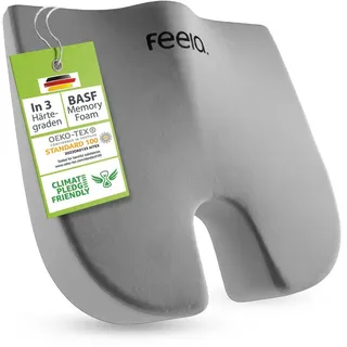 feela Sitzkissen Orthopädisches Keilkissen – fördert aufrechtes & gesundes Sitzen, Ideal fürs Büro & Homeoffice – entlastet Rücken & verbessert Haltung silberfarben