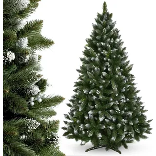 KADAX künstlicher Weihnachtsbaum mit silbernen Kügelchen und Raureif, 220cm Tannenbaum aus PVC - Silber