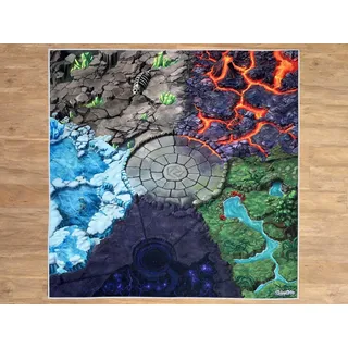 SkippiDoo Spielteppich – Kinderzimmer-Teppich New Fantasy World 120 x 120 cm, ideal für Spielfiguren, passend für Fantasy-Welten wie Schleich® Eldrador®
