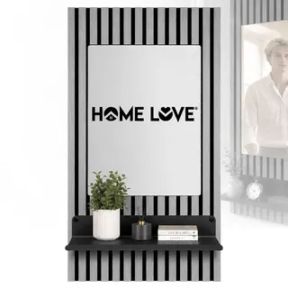 HOME LOVE Wandspiegel Flur mit Ablage 110×55 cm | Spiegel mit Regal für Schlüssel & Deko | Flurspiegel Wand mit höhenverstellbarer Ablage | Garderobenpaneel auch als Badspiegel