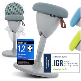 Steinlife Arbeitshocker Ergonomischer Bürohocker [Aktives Sitzen, Gesunde Haltung] (Stehhocker Höhenverstellbar [58-83cm] Ergonomischer Hocker für Büro [Schwingeffekt] Wackelhocker Stehhocker, Arbeitshocker rutschfest Drehhocker) grau