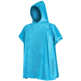 Aqua Speed - Kinder Poncho schnelltrocknendes Handtuch mit Kaputze - hält das Kind warm!, Farbe:Hellblau, Größe:70 x 120 cm